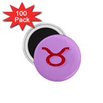 Illustrated Zodiac Purple Red Star Polka Circle 1.75  Magnets (100 pack)  Front