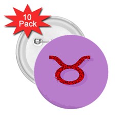 Illustrated Zodiac Purple Red Star Polka Circle 2 25  Buttons (10 Pack) 