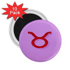 Illustrated Zodiac Purple Red Star Polka Circle 2 25  Magnets (10 Pack)  by Mariart