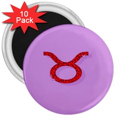 Illustrated Zodiac Purple Red Star Polka Circle 3  Magnets (10 Pack)  by Mariart