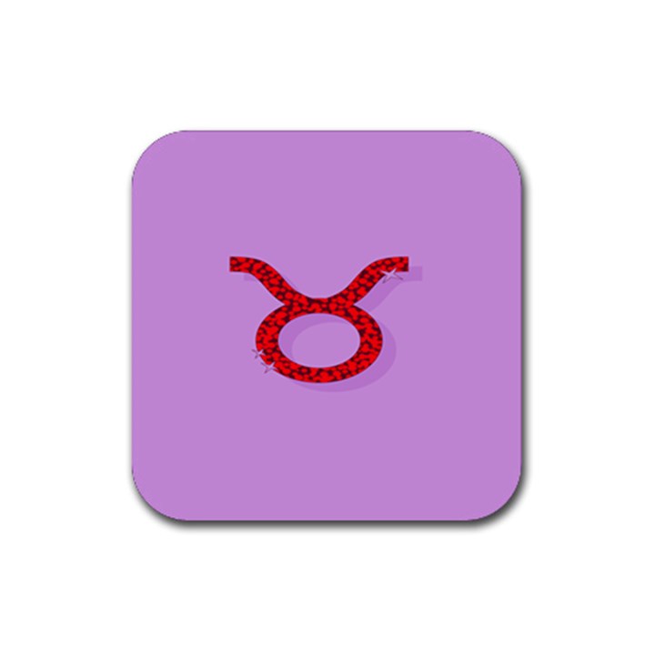 Illustrated Zodiac Purple Red Star Polka Circle Rubber Coaster (Square) 