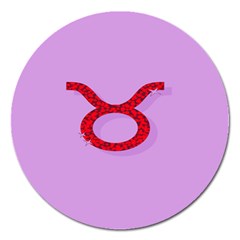 Illustrated Zodiac Purple Red Star Polka Circle Magnet 5  (round) by Mariart