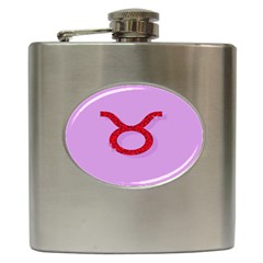 Illustrated Zodiac Purple Red Star Polka Circle Hip Flask (6 Oz) by Mariart