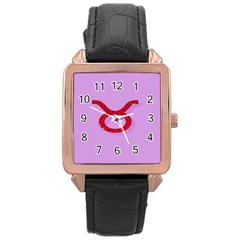 Illustrated Zodiac Purple Red Star Polka Circle Rose Gold Leather Watch  by Mariart