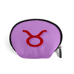 Illustrated Zodiac Purple Red Star Polka Circle Accessory Pouches (small) 