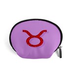 Illustrated Zodiac Purple Red Star Polka Circle Accessory Pouches (Small)  Front