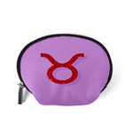 Illustrated Zodiac Purple Red Star Polka Circle Accessory Pouches (Small)  Back