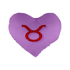 Illustrated Zodiac Purple Red Star Polka Circle Standard 16  Premium Flano Heart Shape Cushions by Mariart