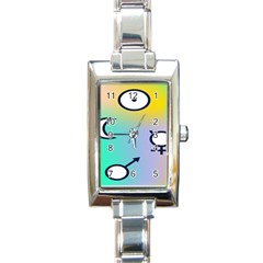 Illustrated Moon Circle Polka Dot Rainbow Rectangle Italian Charm Watch by Mariart