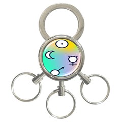 Illustrated Moon Circle Polka Dot Rainbow 3-ring Key Chains by Mariart