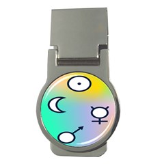 Illustrated Moon Circle Polka Dot Rainbow Money Clips (round)  by Mariart