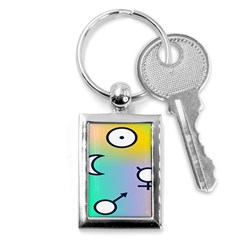 Illustrated Moon Circle Polka Dot Rainbow Key Chains (rectangle)  by Mariart