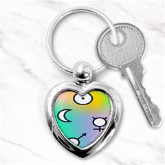 Illustrated Moon Circle Polka Dot Rainbow Key Chains (heart)  by Mariart