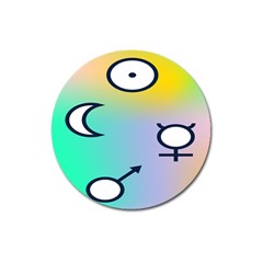 Illustrated Moon Circle Polka Dot Rainbow Magnet 3  (round)