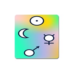 Illustrated Moon Circle Polka Dot Rainbow Square Magnet by Mariart