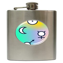 Illustrated Moon Circle Polka Dot Rainbow Hip Flask (6 Oz) by Mariart