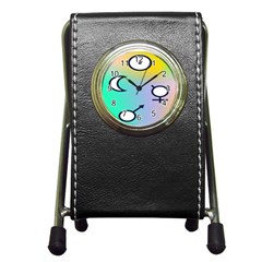 Illustrated Moon Circle Polka Dot Rainbow Pen Holder Desk Clocks by Mariart