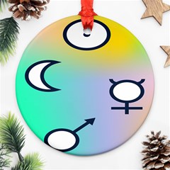 Illustrated Moon Circle Polka Dot Rainbow Round Ornament (two Sides) by Mariart