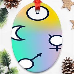 Illustrated Moon Circle Polka Dot Rainbow Oval Ornament (two Sides) by Mariart