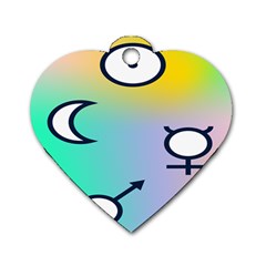 Illustrated Moon Circle Polka Dot Rainbow Dog Tag Heart (one Side) by Mariart