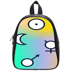 Illustrated Moon Circle Polka Dot Rainbow School Bags (small)  by Mariart