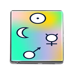 Illustrated Moon Circle Polka Dot Rainbow Memory Card Reader (square) by Mariart