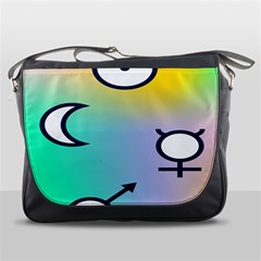 Illustrated Moon Circle Polka Dot Rainbow Messenger Bags by Mariart