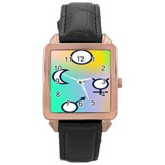 Illustrated Moon Circle Polka Dot Rainbow Rose Gold Leather Watch  by Mariart