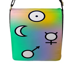 Illustrated Moon Circle Polka Dot Rainbow Flap Messenger Bag (l)  by Mariart