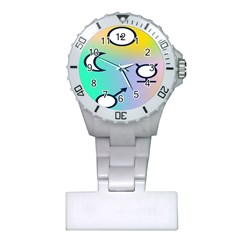 Illustrated Moon Circle Polka Dot Rainbow Plastic Nurses Watch by Mariart