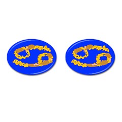 Illustrated 69 Blue Yellow Star Zodiac Cufflinks (oval) by Mariart