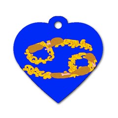 Illustrated 69 Blue Yellow Star Zodiac Dog Tag Heart (one Side)