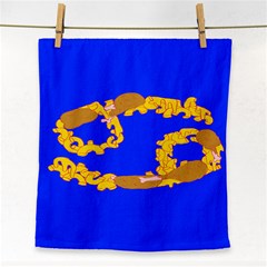 Illustrated 69 Blue Yellow Star Zodiac Face Towel by Mariart