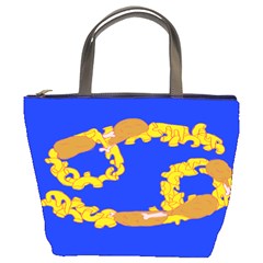 Illustrated 69 Blue Yellow Star Zodiac Bucket Bags