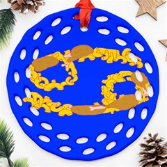 Illustrated 69 Blue Yellow Star Zodiac Ornament (round Filigree) by Mariart