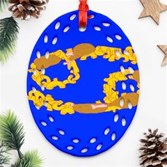 Illustrated 69 Blue Yellow Star Zodiac Ornament (oval Filigree) by Mariart