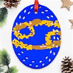 Illustrated 69 Blue Yellow Star Zodiac Ornament (Oval Filigree) Front