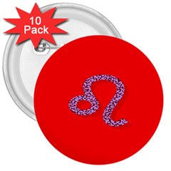 Illustrated Zodiac Red Purple Star Polka Dot 3  Buttons (10 Pack)  by Mariart