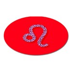 Illustrated Zodiac Red Purple Star Polka Dot Oval Magnet Front