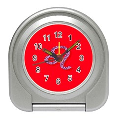 Illustrated Zodiac Red Purple Star Polka Dot Travel Alarm Clocks