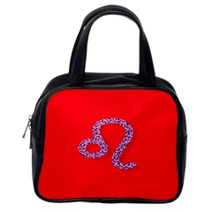 Illustrated Zodiac Red Purple Star Polka Dot Classic Handbags (one Side) by Mariart