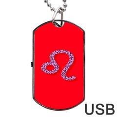 Illustrated Zodiac Red Purple Star Polka Dot Dog Tag Usb Flash (two Sides) by Mariart