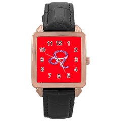 Illustrated Zodiac Red Purple Star Polka Dot Rose Gold Leather Watch  by Mariart