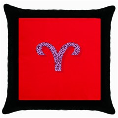 Illustrated Zodiac Red Star Purple Throw Pillow Case (black) by Mariart