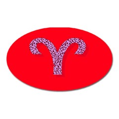 Illustrated Zodiac Red Star Purple Oval Magnet by Mariart