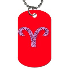 Illustrated Zodiac Red Star Purple Dog Tag (one Side) by Mariart