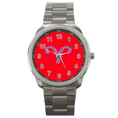 Illustrated Zodiac Red Star Purple Sport Metal Watch by Mariart