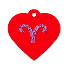 Illustrated Zodiac Red Star Purple Dog Tag Heart (two Sides) by Mariart