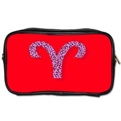 Illustrated Zodiac Red Star Purple Toiletries Bags by Mariart