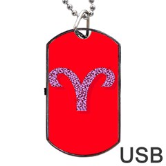 Illustrated Zodiac Red Star Purple Dog Tag Usb Flash (two Sides) by Mariart